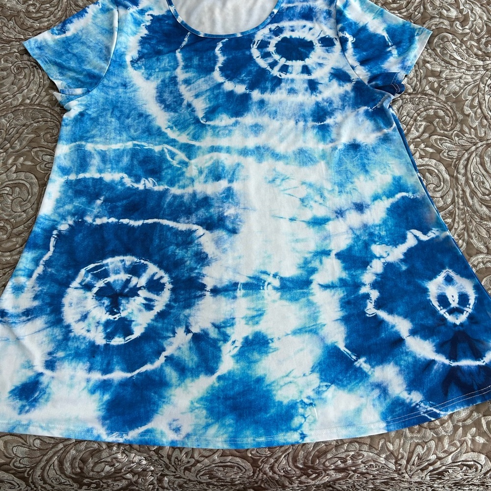 Blue Tie-Dye T-Shirt Dress 2X*